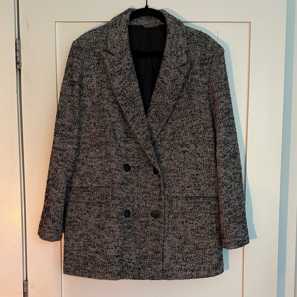 & Other Stories Black and Gray Textured Blazer